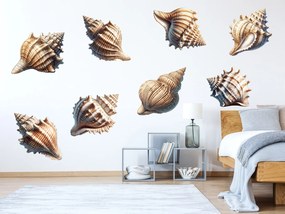 Mušle sada textilní prelepiteľné nálepky na stenu list 45 x 21 cm