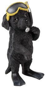 Dekoratívne soška čierneho psíka s potápačskými okuliarmi - 11 * 11 * 23 cm