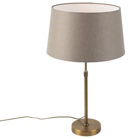 Bronzová stolová lampa s ľanovým tienidlom taupe 35cm - Parte