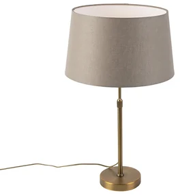 Stolná lampa bronzová s tienidlom z ľanu taupe 35 cm - Parte