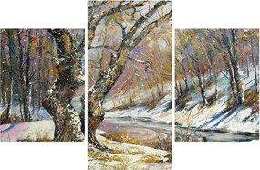 Obraz maľovanej zimnej krajiny (90x60 cm)