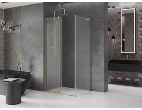Mexen Velar L, sprchový kút s posuvnými dverami 120 x 80 cm, 8mm sklo námraza, zlatá lesklá, 871-120-080-33-50