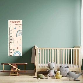 PIPPER. Detský meter s menom - Dúha 2 - textilná nálepka na stenu