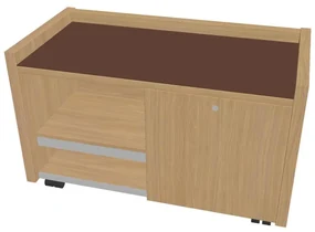Mobilný kontajner Verno 100 x 50 cm so sklom, pravý, dub svetlý / hnedá
