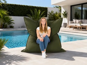 Set 2 sedacích vakov k bazénu Vankúš XXL Outdoor, tmavozelený a čierny, 135 × 175 cm