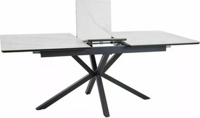 Rozkladací jedálenský stôl Logan 160/200 cm keramika biely mramor/čierny