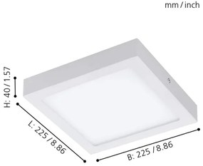 Eglo 33316 - LED RGBW stmievateľné stropné svietidlo FUEVA-C LED/15,6W/230V 22,5x22,5cm biela