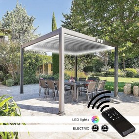 DEOKORK Záhradný hliníkový altánok elektrický MEGAN 4x3 m (grafit)