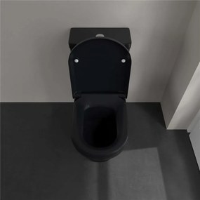 VILLEROY &amp; BOCH Hommage WC misa kombi s hlbokým splachovaním, zadný odpad, 370 x 725 mm, Pure Black, s povrchom CeramicPlus, 666210R7