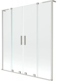 Mexen Velar L Duo, 2-krídlová posuvná vaňová zástena 140 x 150 cm, 8mm číre sklo, brúsená oceľ, 896-140-003-02-97