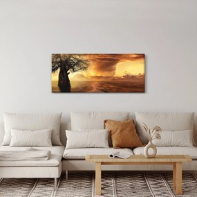 Obraz oranžových mračien (120x50 cm)