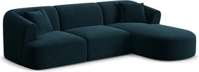 Zamatová rohová pohovka v petrolejovej farbe (pravý roh/s leňoškou) Campi – Cosmopolitan Design