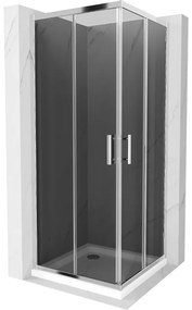 Mexen Rio štvorcový sprchovací kút 80 x 80 cm, 6mm sklo, šedé sklo, chrómový profil + slim sprchová vanička 5cm, 860-080-080-01-40-4010