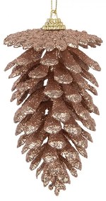 Vianočná medená umelá trblietavá dekorácia šiška - Ø 7*13 cm