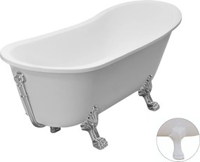 Besco Akrylátová voľne stojaca vaňa Olaya 160x68 s prepadom BESCO-Typ výpuste: Click-Clack s prepadom, chróm, BESCO-Nôžky: Čierna mat