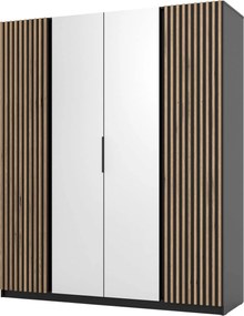 4-dverová skriňa do spálne s zrkadlom a lamelami Dravero Bl/bl-ev 2LAM 2L