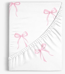 Goldea bavlnená napínacia plachta - ružové mašličky 80 x 160 cm
