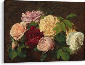 Obraz - Henri Fantin-Latour, Roses de Nice on a Table, reprodukcia (70x50 cm)