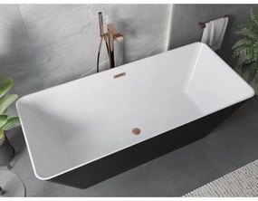 Mexen Velo Slim, voľne stojaca vaňa 170 × 75 cm, biela lesklá, medený matný prepad, 52811707500-65