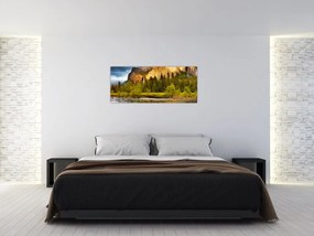 Obraz - Skaly pri jazere (120x50 cm)