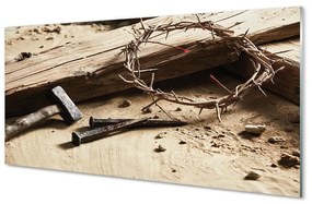 Sklenený obraz Kríža pre tŕne kladivo 140x70 cm