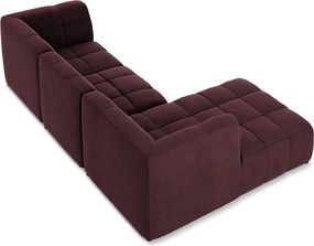 Vínovočervená zamatová rohová pohovka (ľavý roh/s leňoškou) Aloha – Makamii
