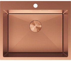 Mexen Solix, 1-komorový nerezový drez 600 x 500 mm, brúsená meď, 6408601000-65