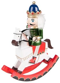 Vianočná dekorácia socha Luskáčik na hojdacom koni - 24*7*29 cm