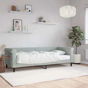 Denná posteľ s matracom svetlosivá 80x200 cm zamat 3197740