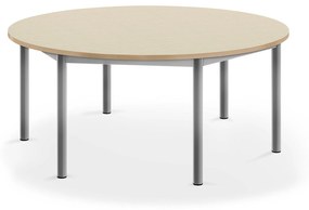 Stôl BORÅS, okrúhly, Ø 1200x500 mm, laminát - breza, strieborná