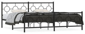 Kovový rám postele s čelom a podnožkou čierny 193x203 cm 376250