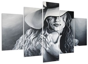 Obraz ženy v klobúku (150x105 cm)