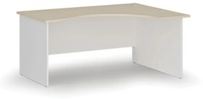 Ergonomický kancelársky pracovný stôl PRIMO WHITE, 1600 x 1200 mm, pravý, biela/breza