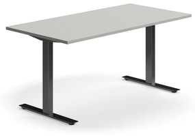 Kancelársky stôl QBUS, rovný, 1600x800 mm, T-rám, čierny rám, svetlošedá
