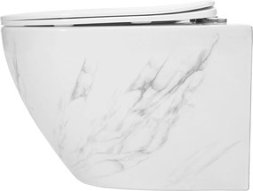 Rea Carlos Nature Marble, závesná WC misa Rimless 495x370x355 mm, imitácia kameňa, REA-C6606