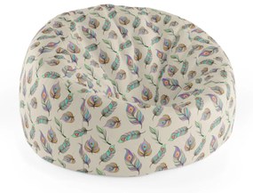 Sablio Sedací vak Cocoon Pávie pierka - 115 x 75 cm x 45 cm
