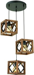 Závěsný lustr Zikzak IV jedlové dřevo ořech/černý