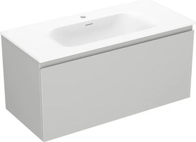 Mexen Orio, kúpeľňová skrinka 100 cm s umývadlom Vela, 1 zásuvka, šedá matná/biela matná, 91A10-10047-1-BF62-W23M01