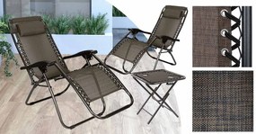 2 ks záhradných ležadiel zero gravity so stolom