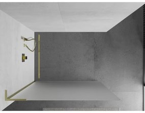 Mexen Kioto L, sprchová zástena Walk-In 70 x 200 cm, 8mm sklo námraza, zlatý matný profil, 800-070-103-55-30