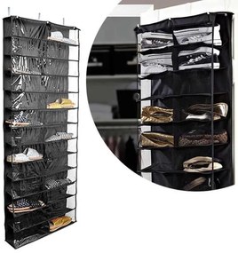 Závesný organizér obuvi- 160x55x16 cm - čierna
