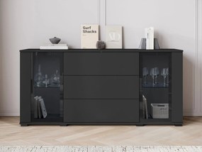 Široká komoda Hedvis SB 150 2D3S, Farby: čierna, Osvetlenie: bez osvetlenia
