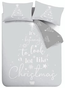 Sivé obliečky na dvojlôžko 200x200 cm A Lot Like Christmas – Catherine Lansfield