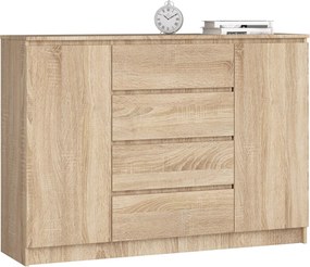 Komoda Krištof 140 cm 2 skrinky a 4 zásuvky dub sonoma