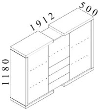 Stredná skriňa Lineart 191,2 x 50 x 118 cm