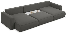 Tmavosivá zamatová rozkladacia/s úložným priestorom rohová pohovka (do tvaru "U") Kapua – Makamii