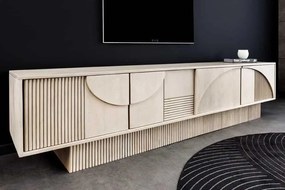 Masívny TV stolík ART DECO 200 cm, biela vápenná, mango
