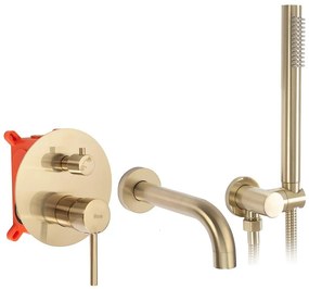 Podomietková vaňová batéria Rea Lungo zlatá brúsená + box