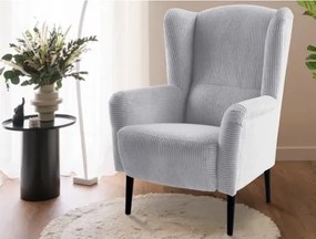 Kreslo ušiak Canto, svetlo šedá štruktúrovaná látka%