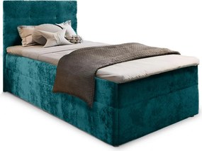 Čalúnená posteľ boxspring GLORIEN VELVET 100x200 cm tyrkysová Matrac: Bonell pružinová matrac